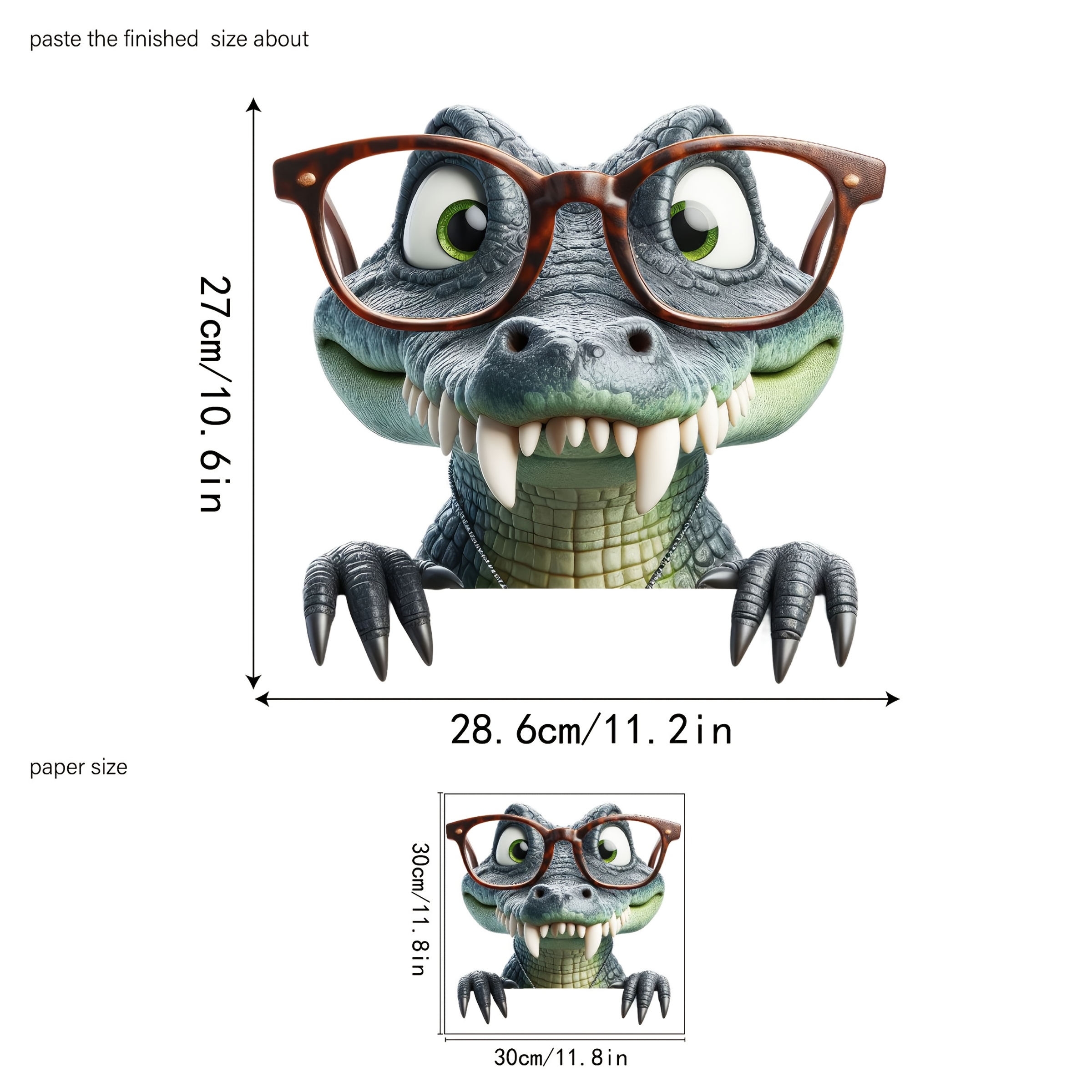 Image of 1 Reusable Crocodile Head Sticker With Glasses, No Glue Needed, Perfect For Glass Surfaces, An For Living Room, Bedroom, Bathroom Decoration, And Home Decor