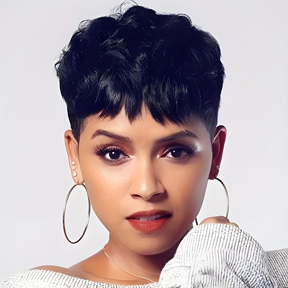 TEMU Short Cut Hair Synthetic Short Wigs For Women Heat Resistant Wig Wavy Hair Women's Fashion Wig