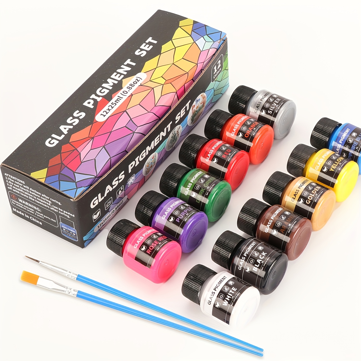 Image of 1set Painted Glass Acrylic Set, Window Creative Painting, 12 Colors Suitable For Transparent Glass Painting, Light Bulbs, Porcelain, Adult Artist Use, Handmade Art Supplies, Creative Beginners