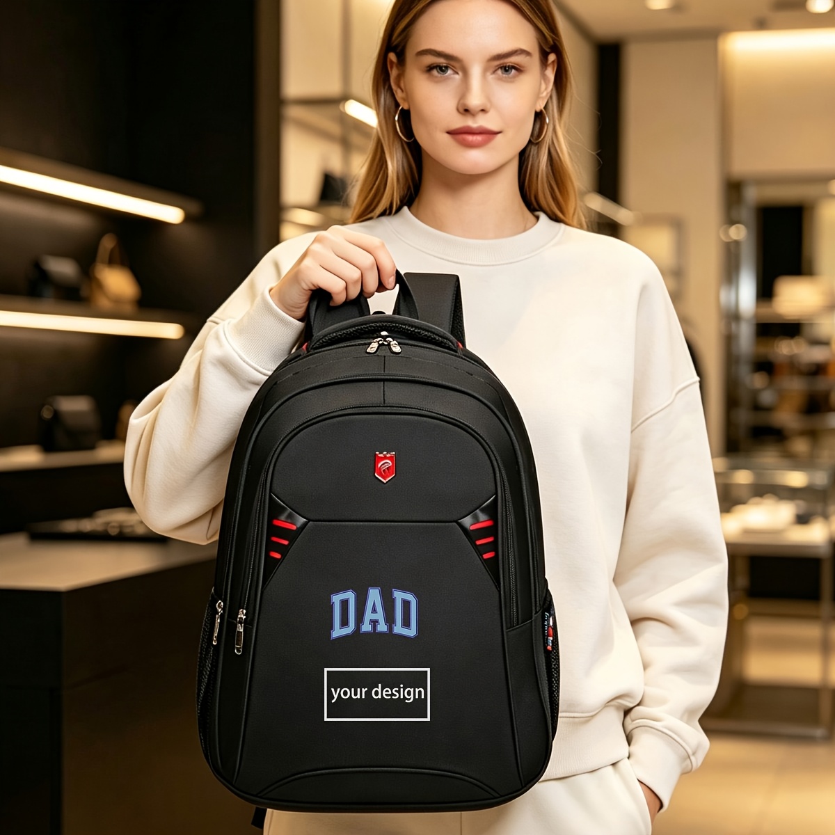 Customizable Personal Pattern Text Name Logo DAD Backpack