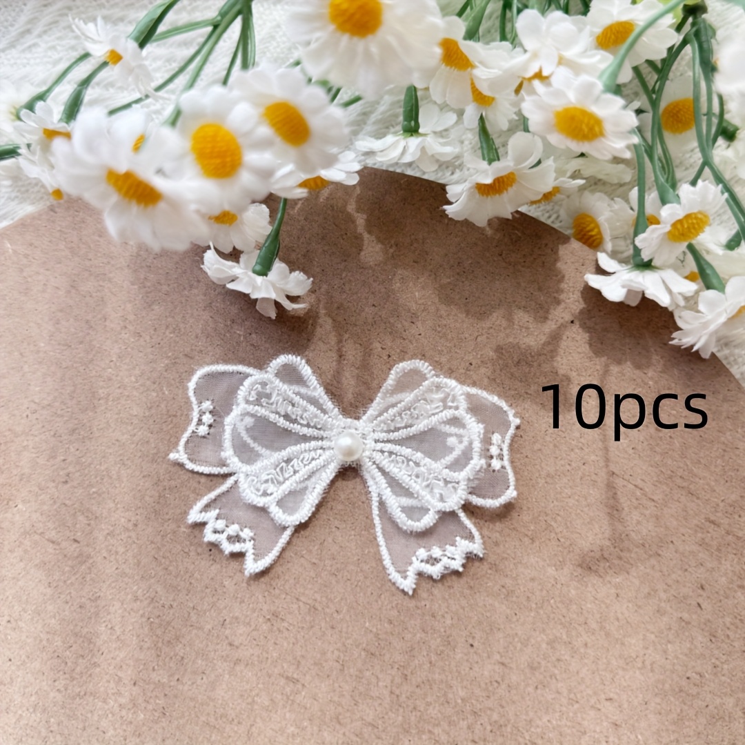 E-shop 5 Stück/10 Stück Spitze Schleife Spitze Stickerei Patch DIY Kleidung Zubehör Brosche Haarspange Ornamente Zubehör