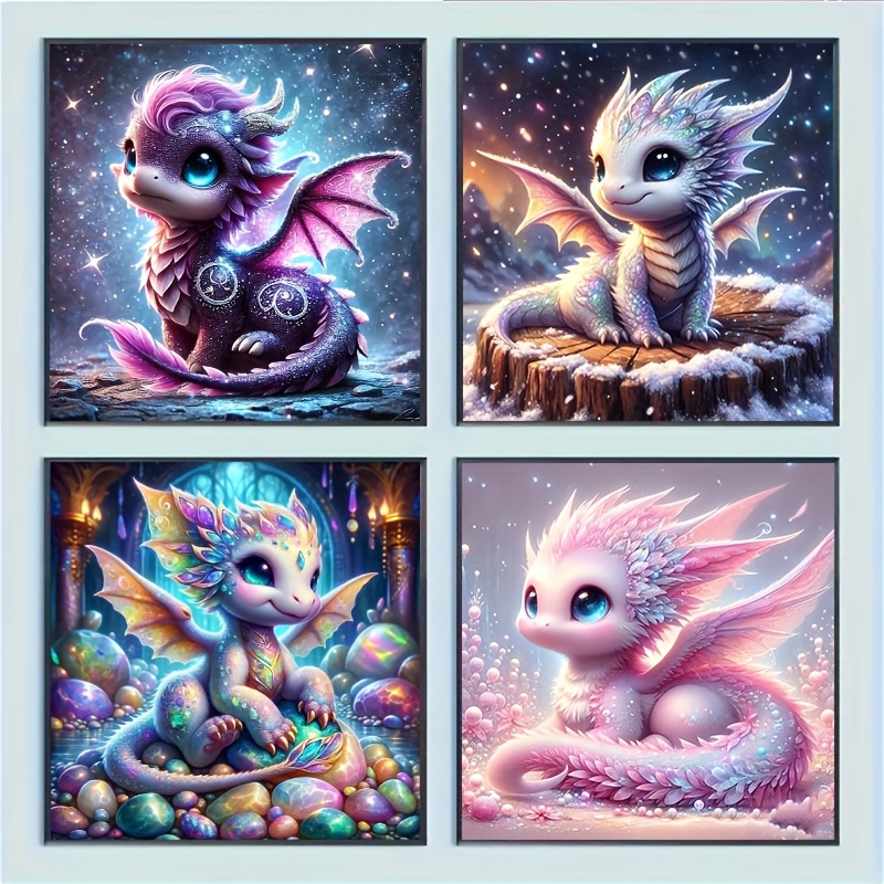 4-pack Diamond Painting Set - 20x20cm Full Diamond Round Acrylic Diamonds, - Craft, Ideal For Hangings And Art