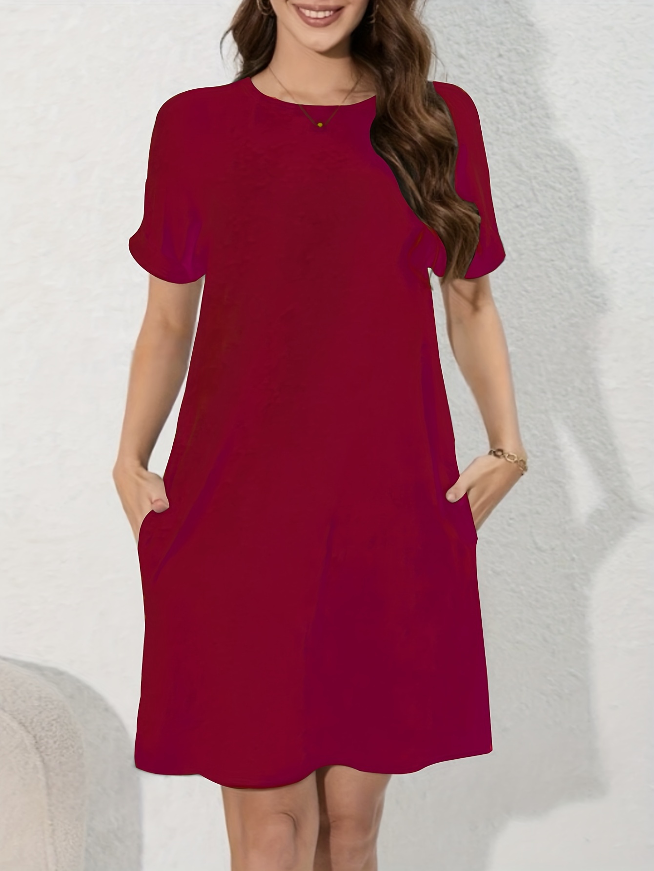 vestido casual elegante mujer color cuello Temu Uruguay - Main Image