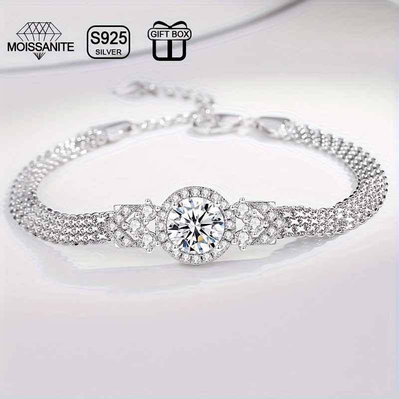 

925 Sterling Silver 2 Carat Moissanite Bracelet For Men And Women, New Year Gift For Daily Wear For Dating Gathering