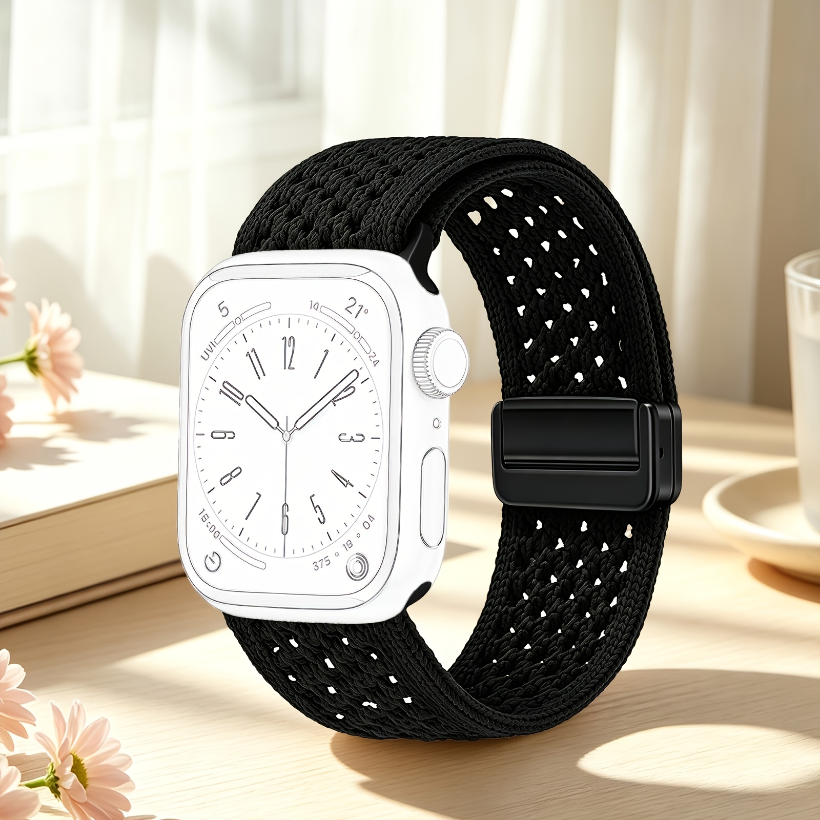 TEMU Breathable Sport Loop Compatible With Watch Bands 38mm 40mm 41mm 42mm 44mm 45mm 46mm 49mm, Women Men Braided Nylon Magnetic Clasp Strap For