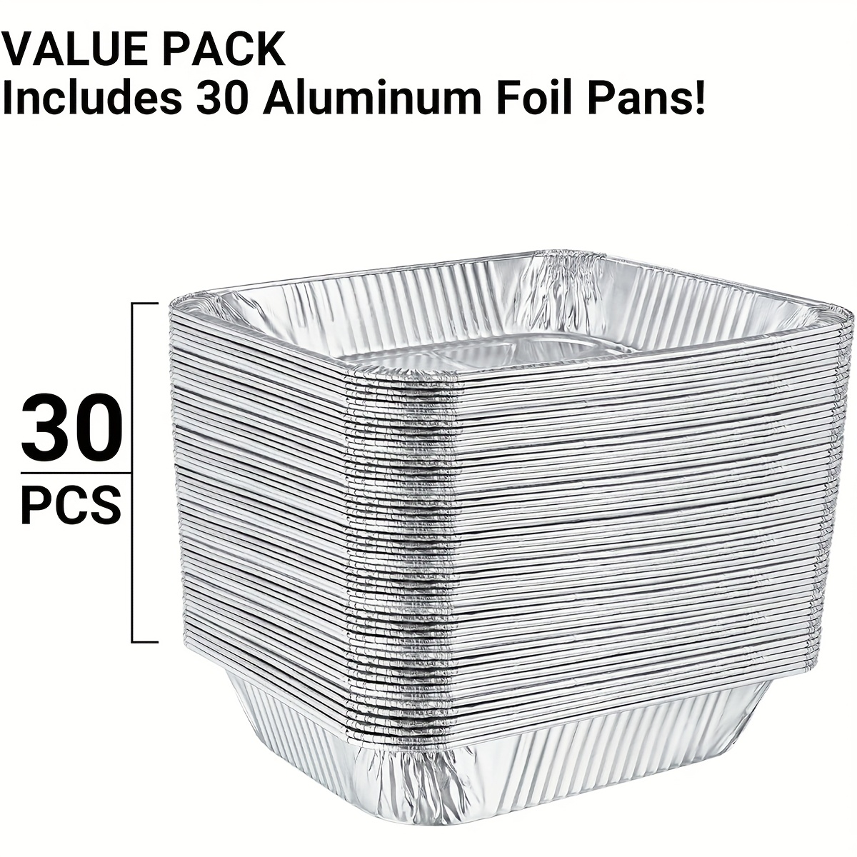TEMU Aluminum Pans Half Size, 9x13 Disposable Foil Pans For Baking (30 Pack) Roasting & Chafing, Deep Tin Foil Bakeware, Steam Table Tray, Cookware,