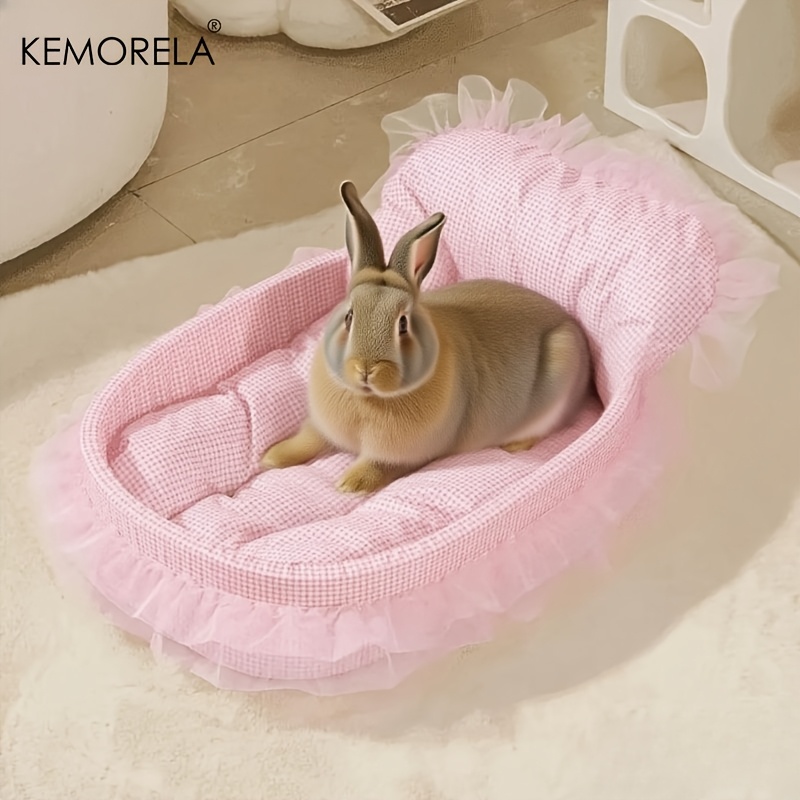 E-shop KEMORELA Weiches Niedliches Hasen-Prinzessinnen-Nest | Flauschiges Hasenbett aus Spitze | Gemütliches Kleintierbett - Ideal für Kaninchen,