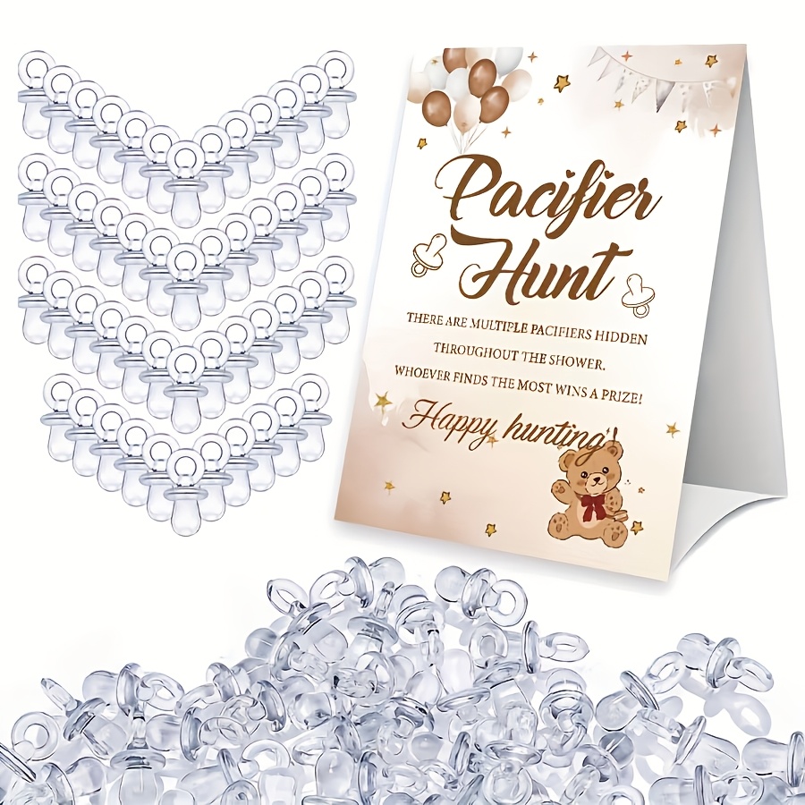 TEMU 31pcs Of Babyshower Party Favor Packs Pacifier Hunt Party Game Gift Bags, Babyshower Baptism Game Cards, Party Game Kits, Party Decorations,