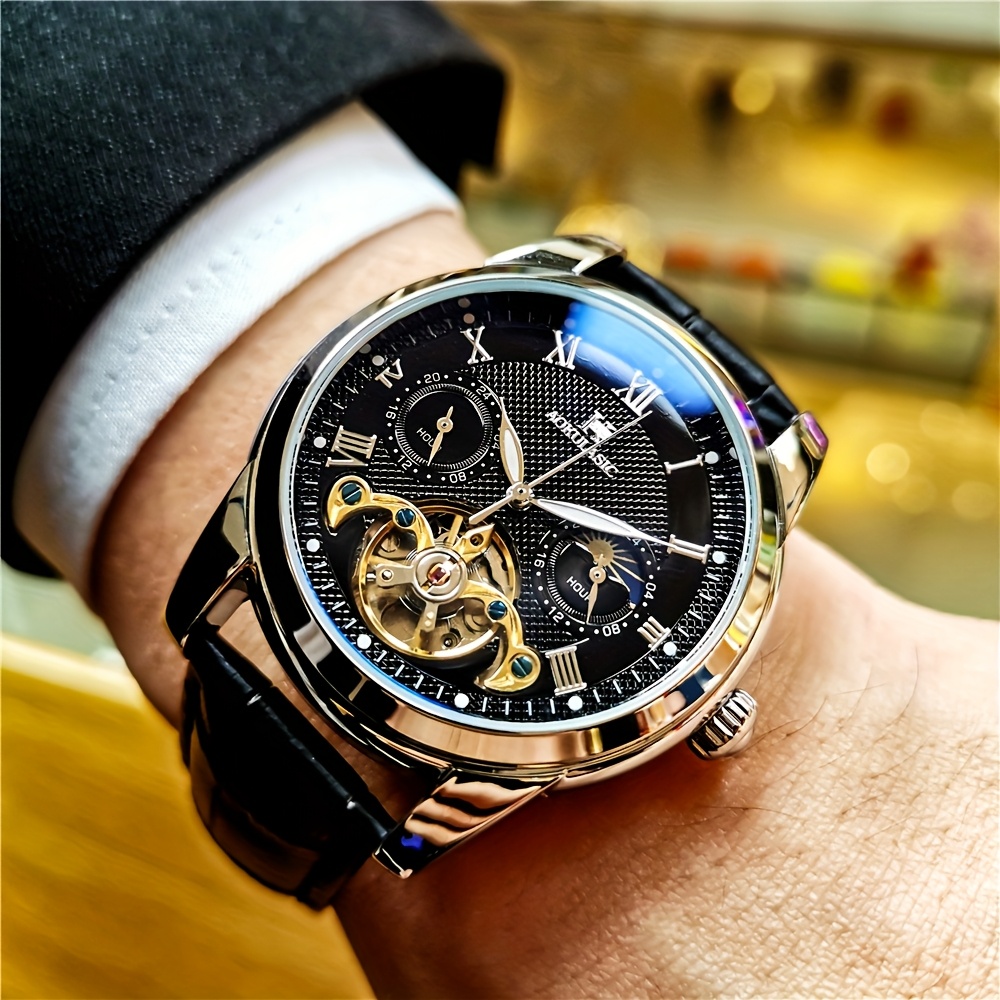 E-shop Vollautomatische Tourbillon Mechanische Uhr, Leichter Luxus, High-End Fashion Trend, Hohle Business Casual Uhr, High-End und Elegant,