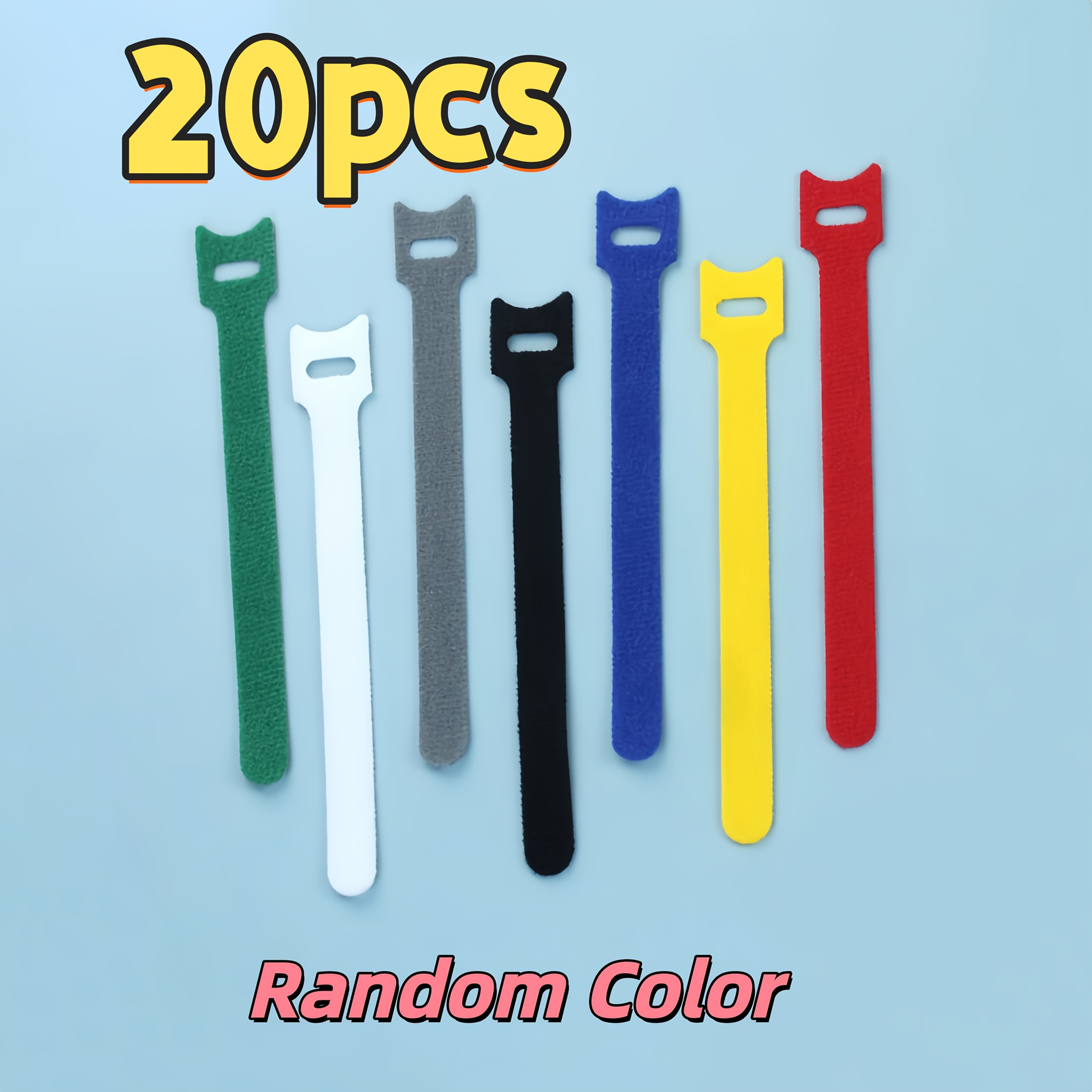 TEMU 20 stuks Kabelbinders (Willekeurige Kleuren), Oortelefoon Draad Organizer, Duurzame Nylon Zelfklevende Banden, PC Router Kabel Opbergruimte