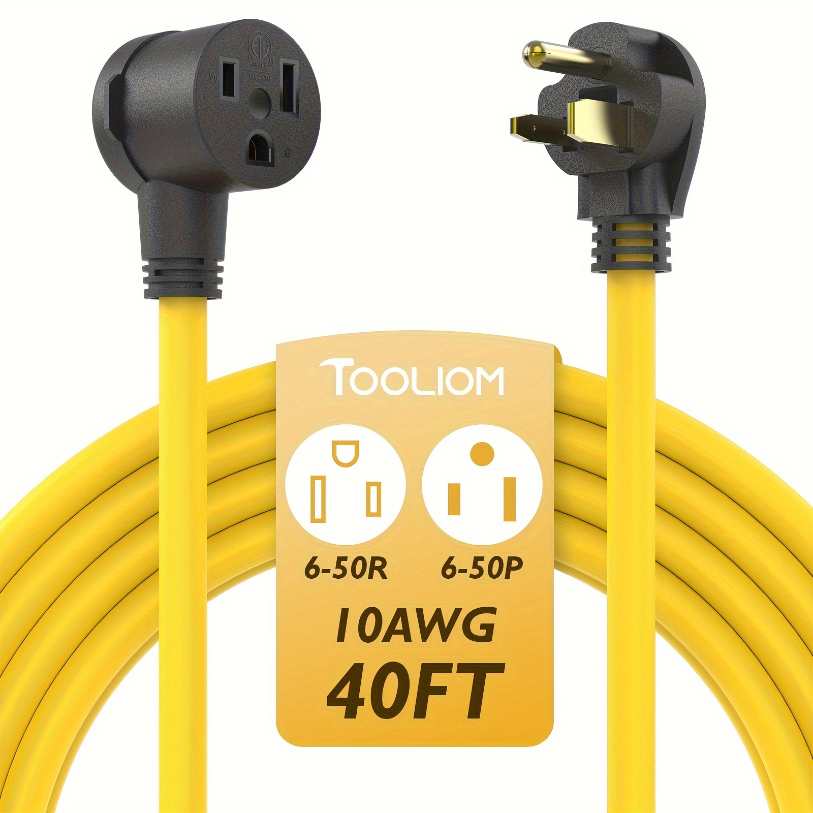 

Tooliom 40ft 250 Volt Welder Extension Cord 10 Awg Nema 6-50p To 6-50r Power Extension Cord For Welding Machines With Etl Approved