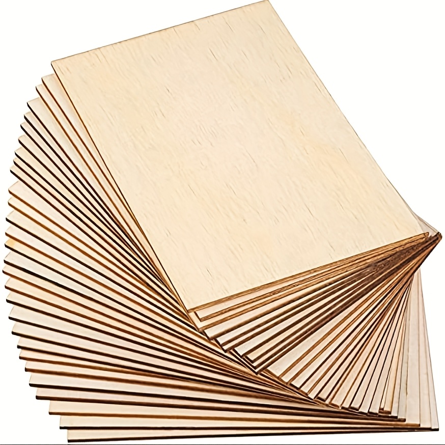 TEMU 15 Pack Wood Sheets - Unfinished Wood Blanks, Thin Sheets Suitable For Diy Crafts, Model Making, House, Ship, Boat & School Projects - 150 100 2mm