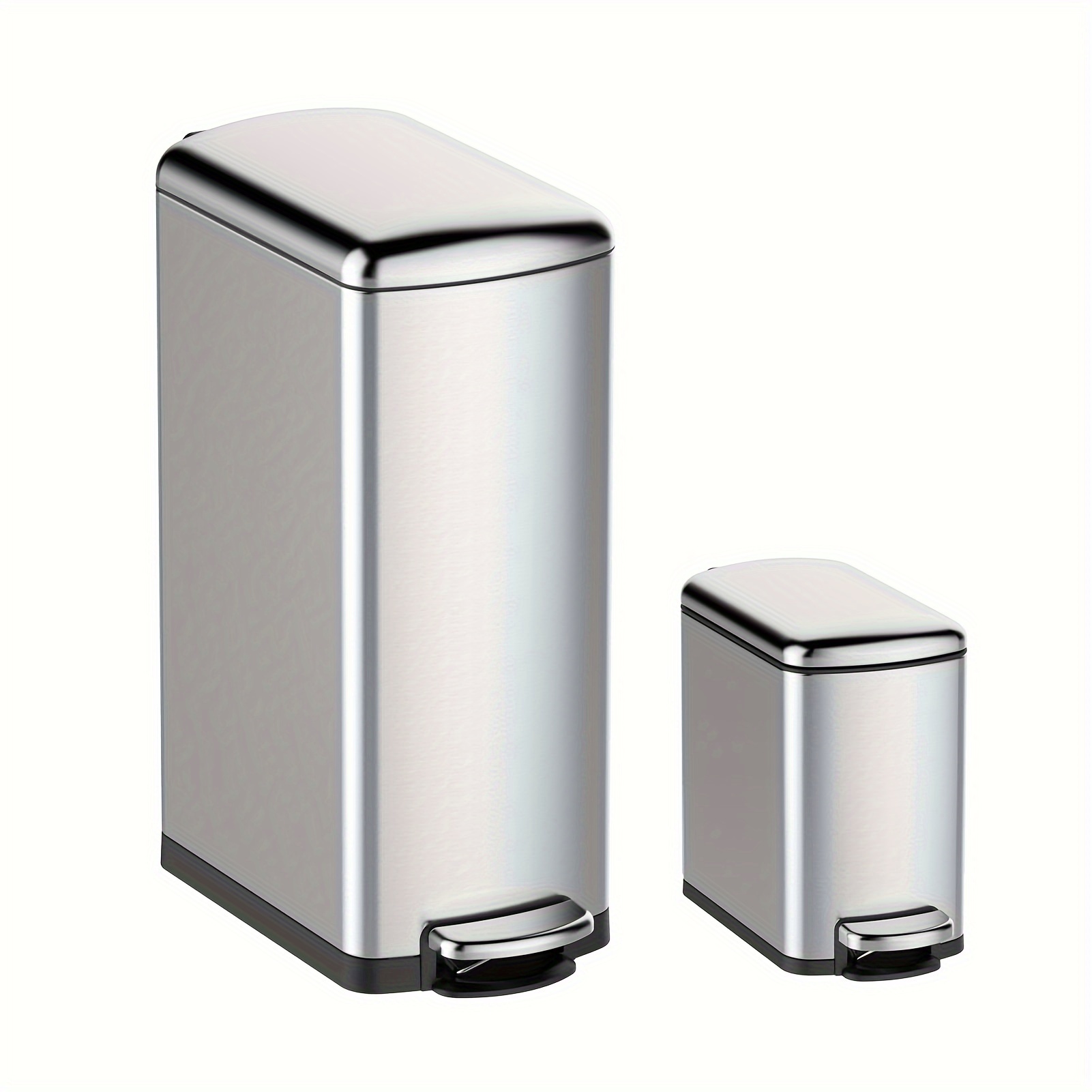 

1set 410 Stainless Steel, Pp 6l+30l Bella Trash Can Set 6l: 15.20*31.40*27.45h 30l: 45.3*23.7*61.1h Stainless Steel Primary Color (anti-fingerprint) None