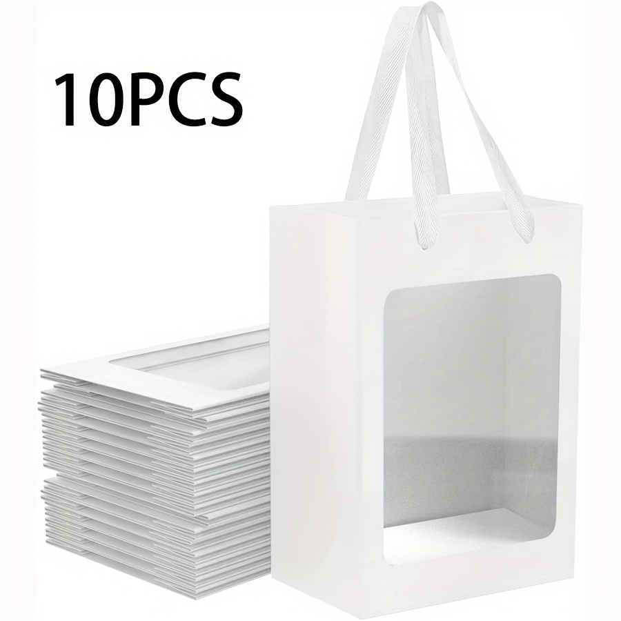 TEMU 10 Sacs Cadeaux Marron avec Fenêtre Transparente, x 9.85 x 7 Pouces, Sacs à Poignées pour Cadeaux, Poupées en Peluche, Idéal pour Noël et Fêtes,