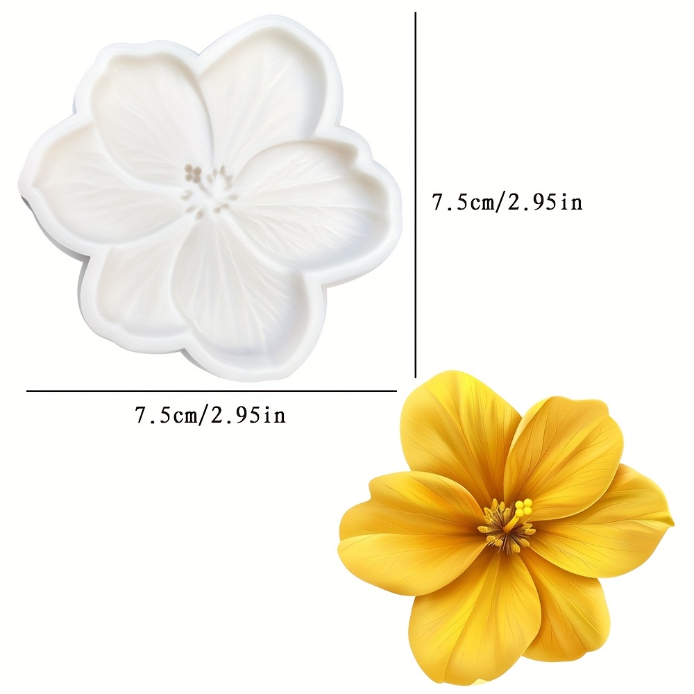 Image of Yellow Plumeria Diy Silicone Mold, Holiday Flower Cake Decor Chocolate Fondant Mold, Clay Epoxy Resin Mold