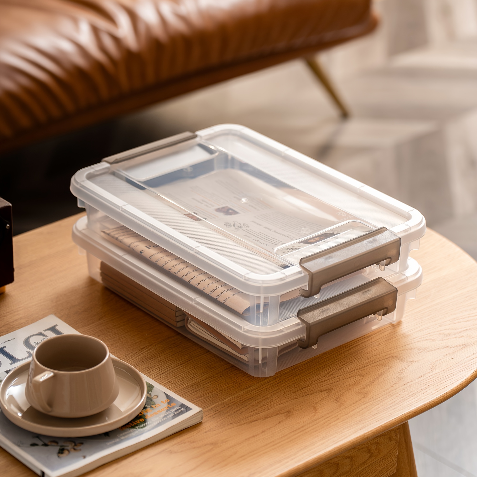 Totes With Lids 8-Pack 12 Gallon Heavy Duty Stackable Totes With