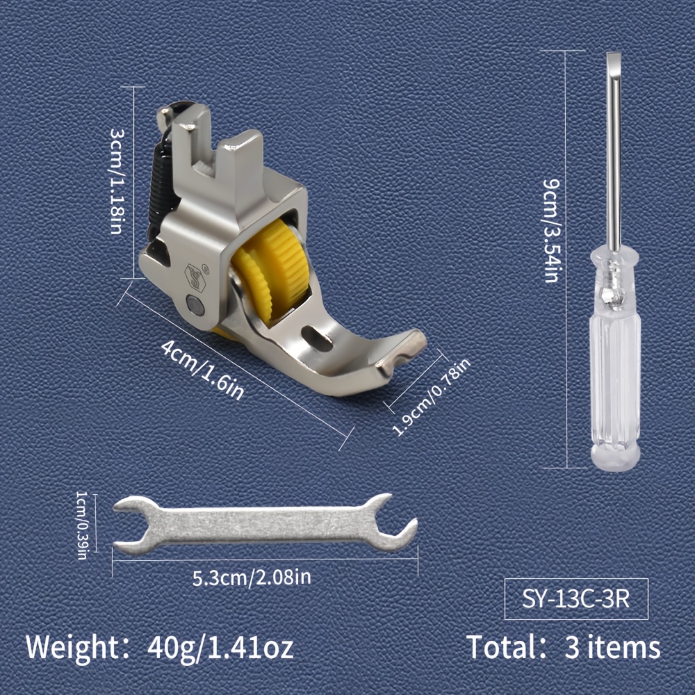 TEMU Pied-de-biche à rouleau métallique intégré dans la corde, accessoire pour machine à coudre. Fabriqué en acier inoxydable pour une robustesse et