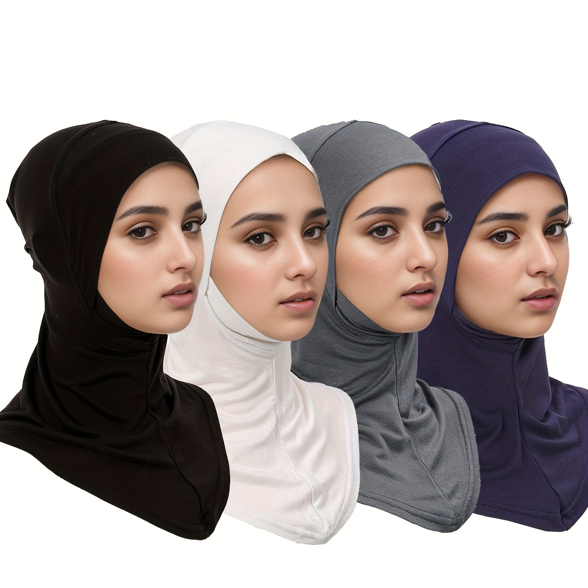 

4pcs Bonnet de Mode pour Femmes à Fond Souple, Couleur Unie avec Capuche Respirante et Enveloppante