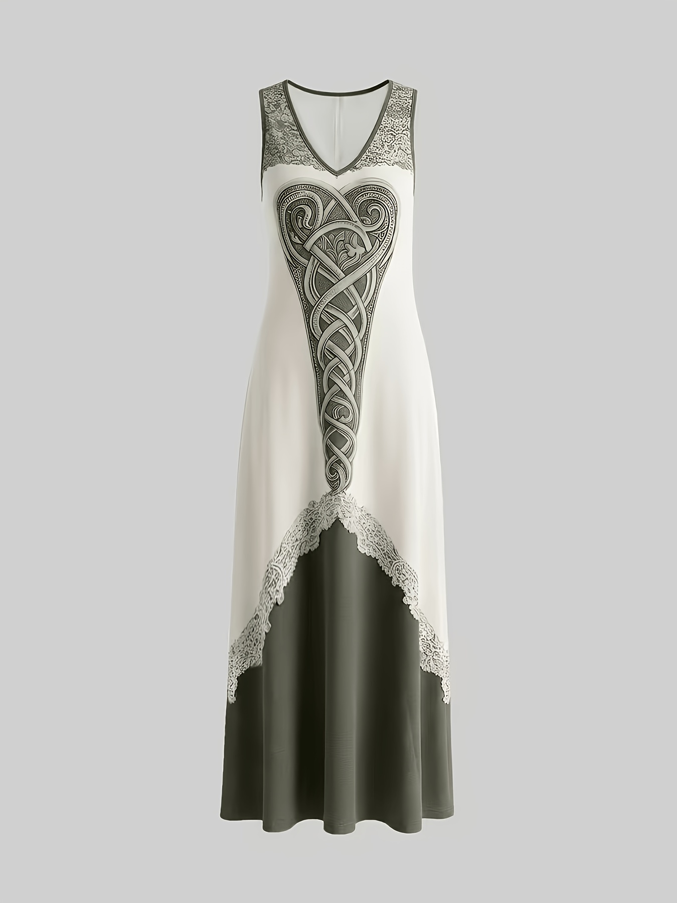 womens elegant summer   simple sleeveless color block viking pattern print dress