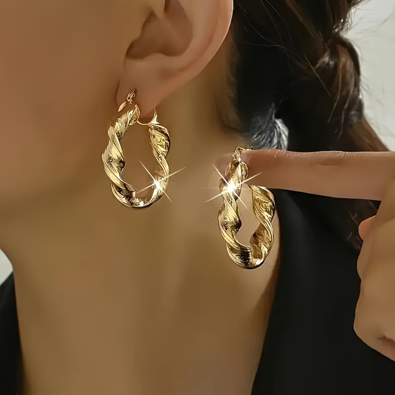 

Fashionable And Simple Texture Earrings, Women's Copper Hoop Earrings