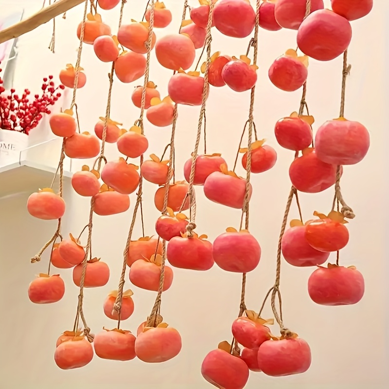 

8-pack Persimmon Garland, Artificial Fruit Hanging Decor For Home & Outdoor, Christmas, Halloween, Thanksgiving, New Year, Valentine's Day, Graduation - Ps Material, No Container