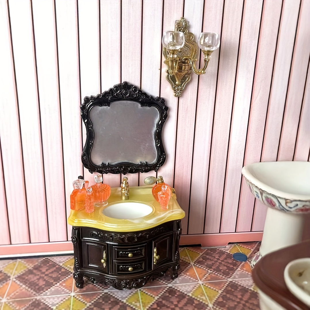 set of wash basin 1:12 New doll house accessories simulation mini  miniature scene bathroom cabinet