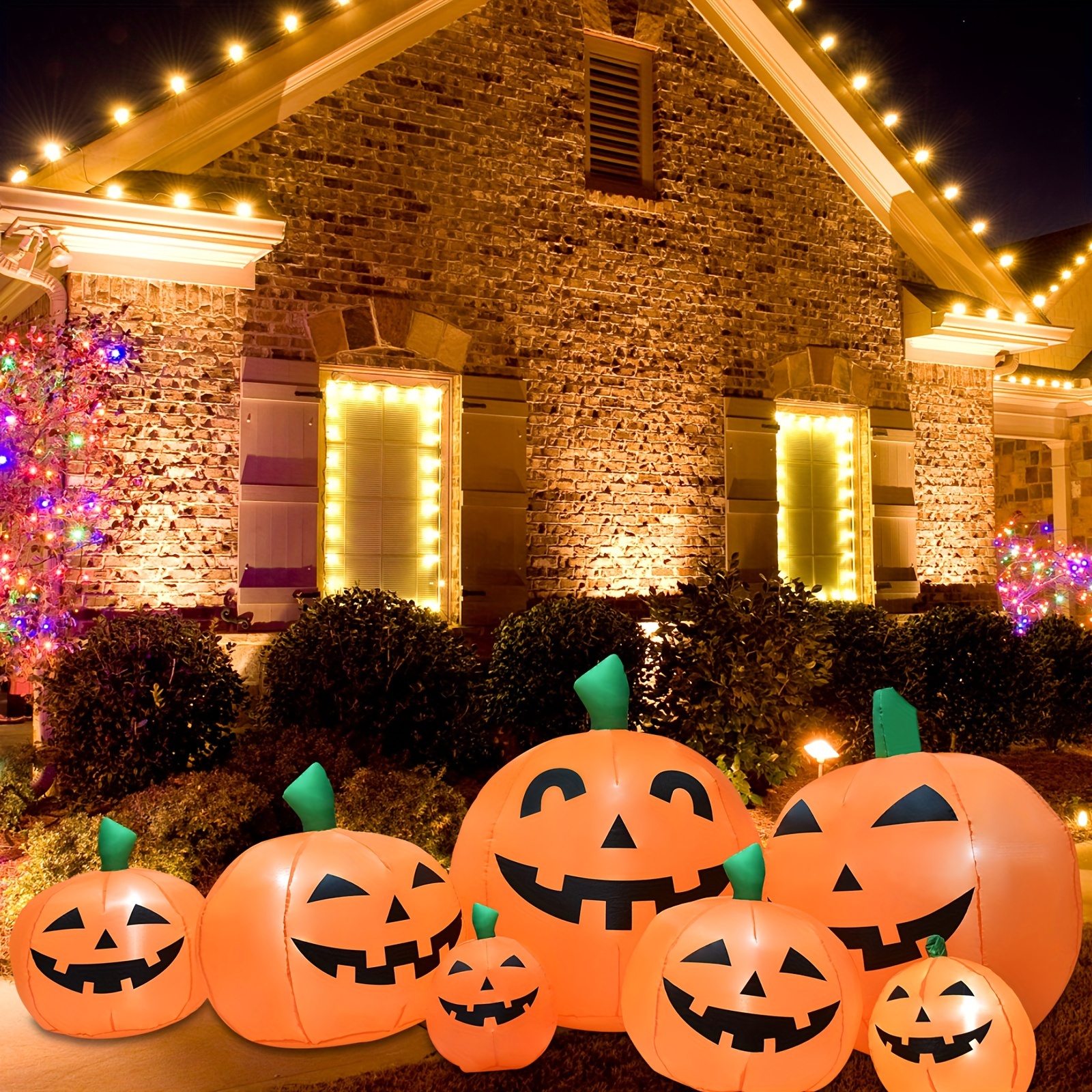 TEMU 8.5ft Large Halloween Inflatable , Blow Up 7 Pumpkins In Assorted Sizes, Halloween Inflatables Outdoor Decorations For Lawn Yard Home Party