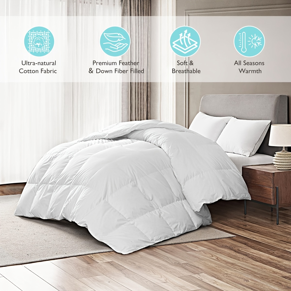 Image of Duck Down Duvet, Of 90% Top-grade Duck Down And 10% Feathers, Suitable For Summer Use, Made From All-cotton Fabric The Skin, Machine Washable, In Summer Blanket Sizes (white, 135x200, 155x220, 200x200