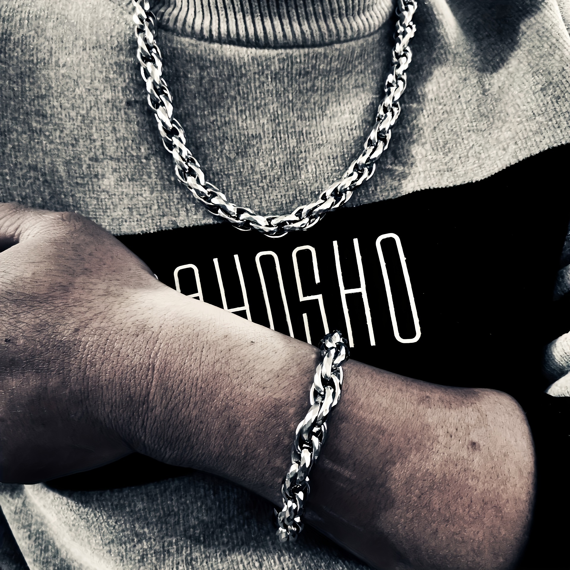 Men's Thick Stainless Steel Cuban Chain Set