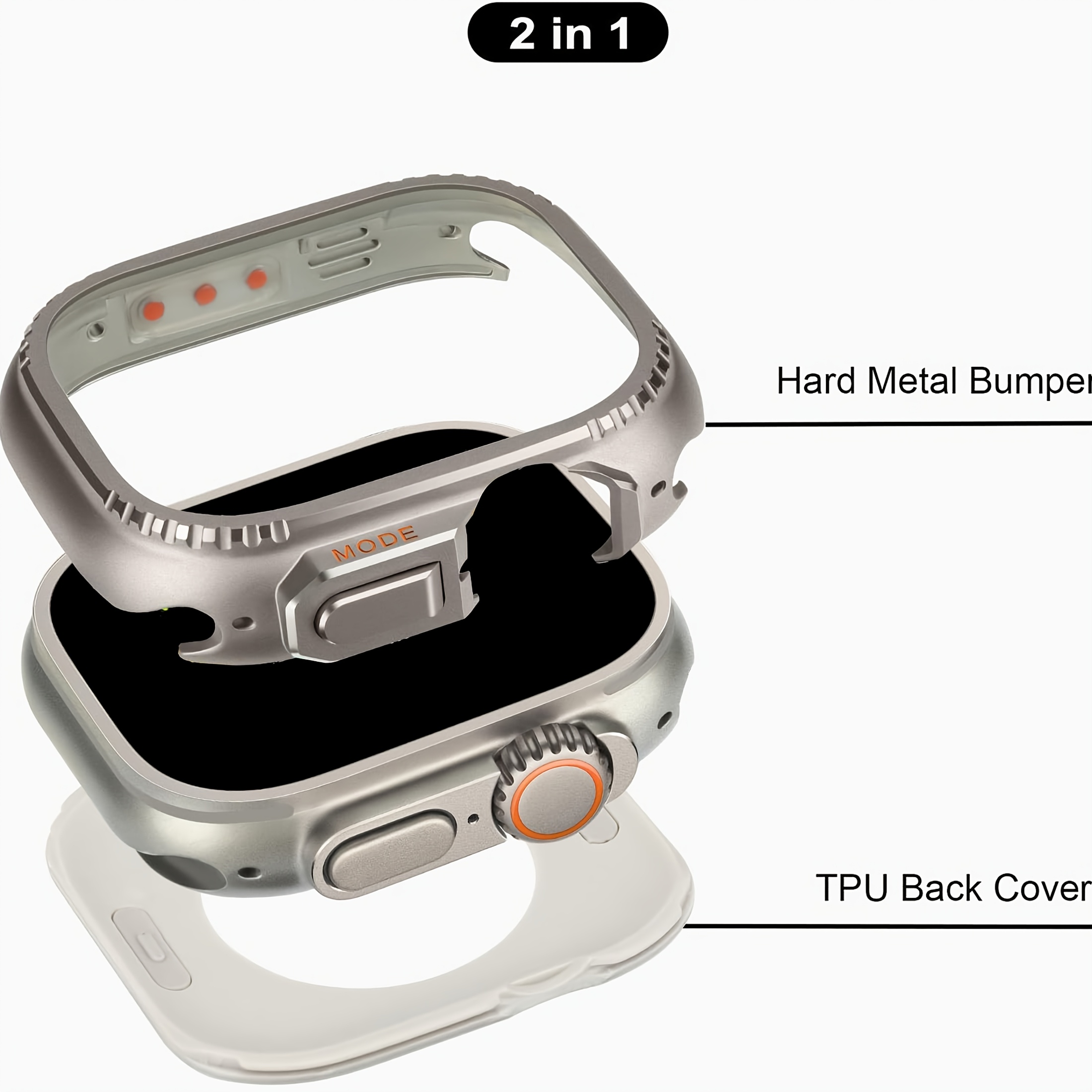 E-shop Metallgehäuse kompatibel mit iWatch Serie 11/Serie 10 42mm 46mm, robuster Bumper-Schutz [Verwandelt in /2/1 Look], harter Rahmen mit