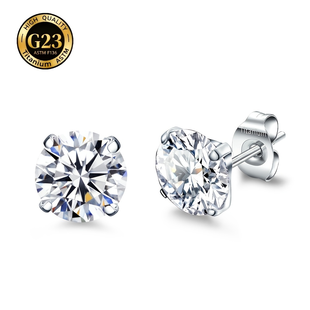 Unisex Simple Titanium Anti-Allergy Stud Earrings for Daily Wear