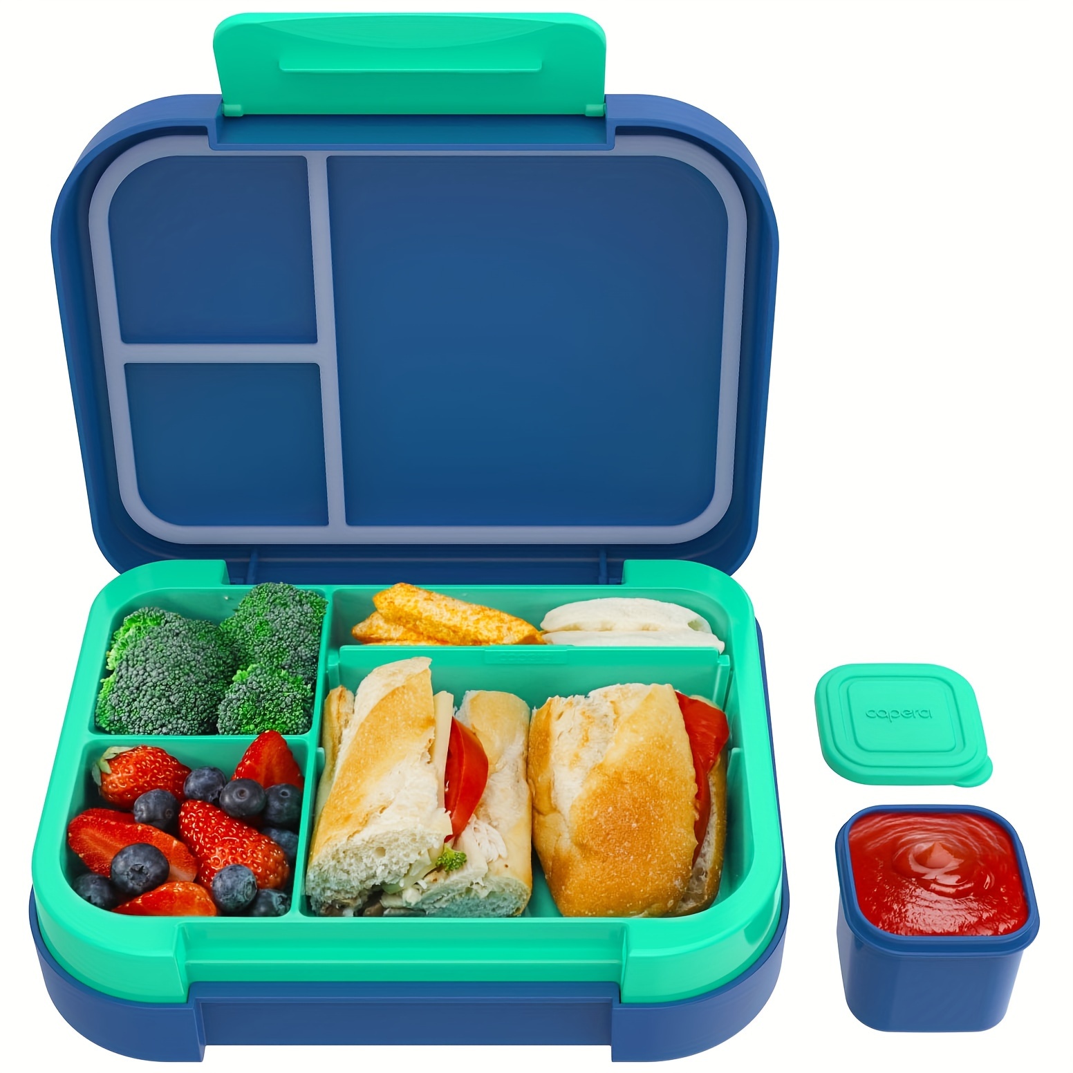 

Caperci Bento Lunch Box - Leak-proof 44oz Lunch Containers With 3 Or 4 Compartments & Dip Container, Dishwasher/microwave Safe, Bpa-free Idea For Office, School, Travel.