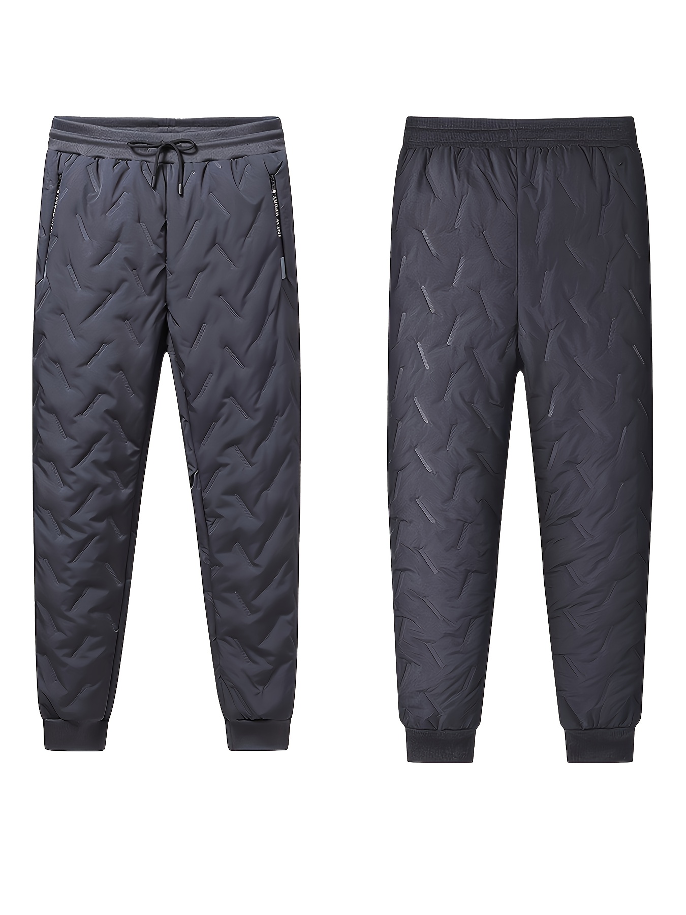 2pcs Men's Winter Lined Outdoor Ski Pants with Zipper Pockets