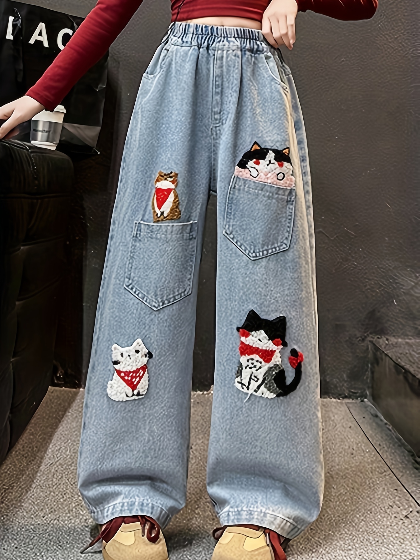 Pantalon Brodé Tendance Pour Fille - Taille élastique - Jambe