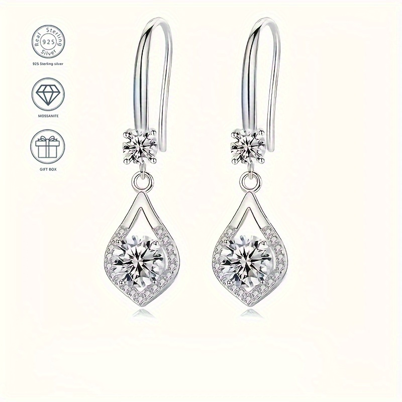 

Versatile Moissanite Teardrop Earrings 925 Sterling Silver Sparkle For Weddings, Anniversaries & Parties With A Beautiful Jewelry Gift Box