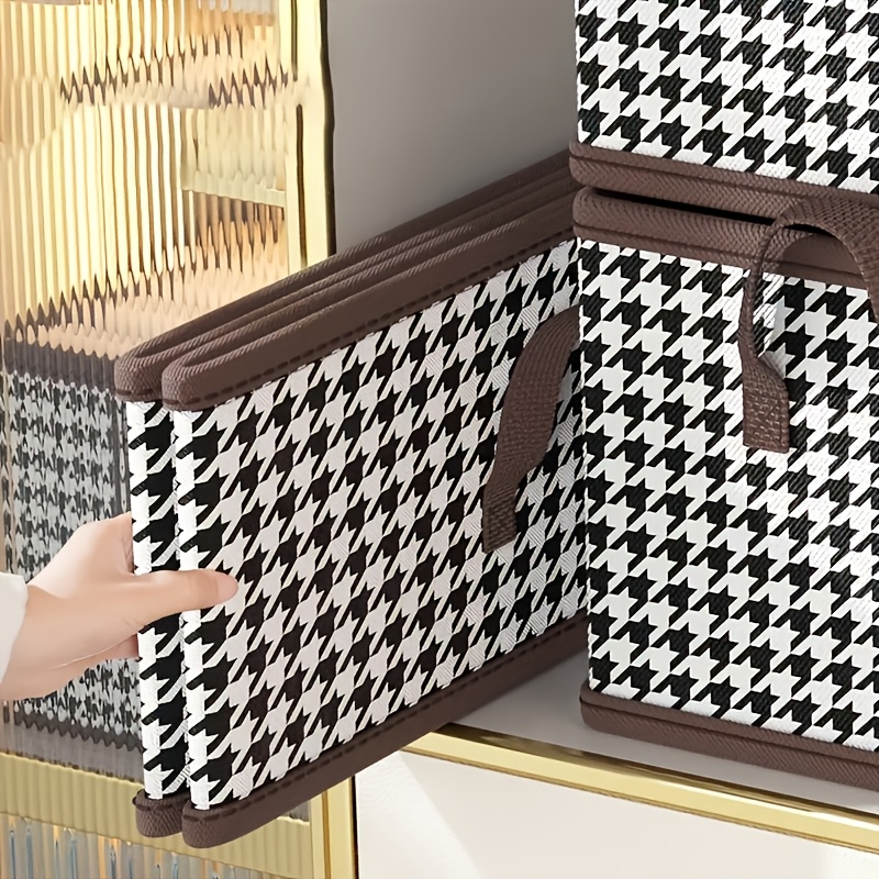 TEMU 5pcs Folding Storage Box With Layered Compartments & Thickened Fabric Suitable For Clothes, Pants, Wardrobe Shelf System For Small Spaces,