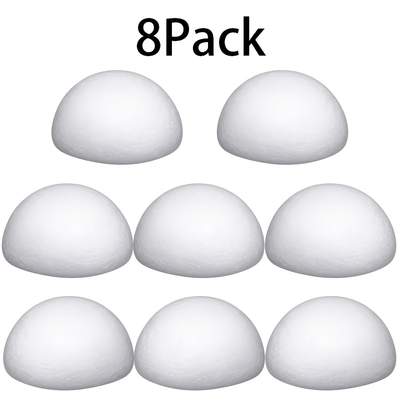 E-shop Schaumstoff-Hemisphäre 10 cm/3,93 Zoll, Weiße Schaumstoff-Hemisphäre 6er-Pack / 8er-Pack, Handgemachtes DIY-Dekorationsmaterial, Vielseitige