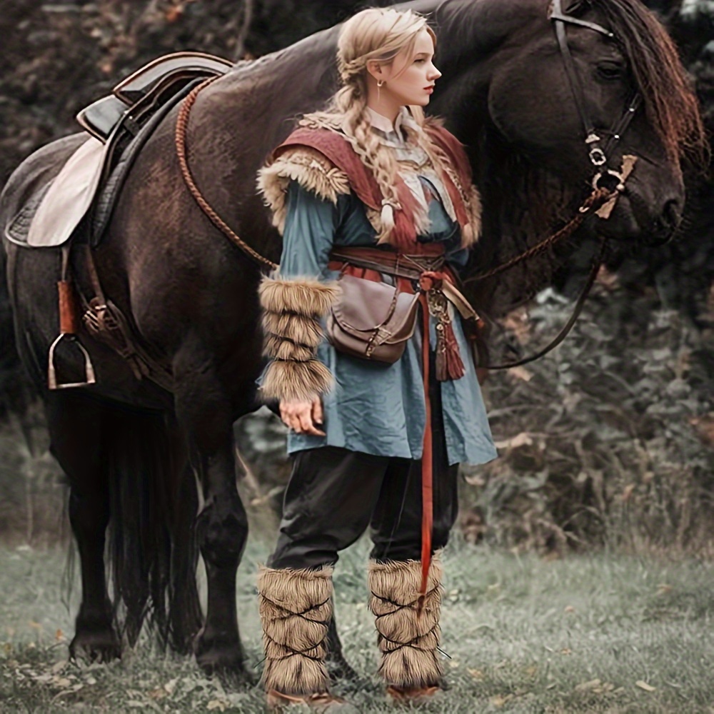 Runcati Renaissance kostuum heren middeleeuws mouwloze capuchon tuniek Viking vest cape Halloween carnaval cosplay bovenstuk vintage jas met capuchon, wit, XL