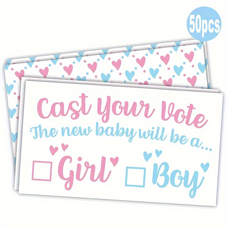 

50 3.5"x2.1" Baby Shower Gender Reveal Cards - Office Supplies - Cards - Party Games