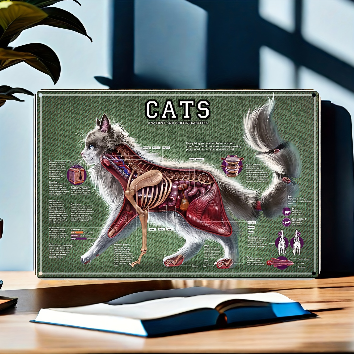 

Cats Veterinary Anatomy Metal Tin Sign Wall Decor, Waterproof And Pre-drilled For Easy Hanging, Vintage Art Poster For Home, Garden, Bedroom, Bar, Bathroom, Party, Music Hall - 7.87x11.81 Inches