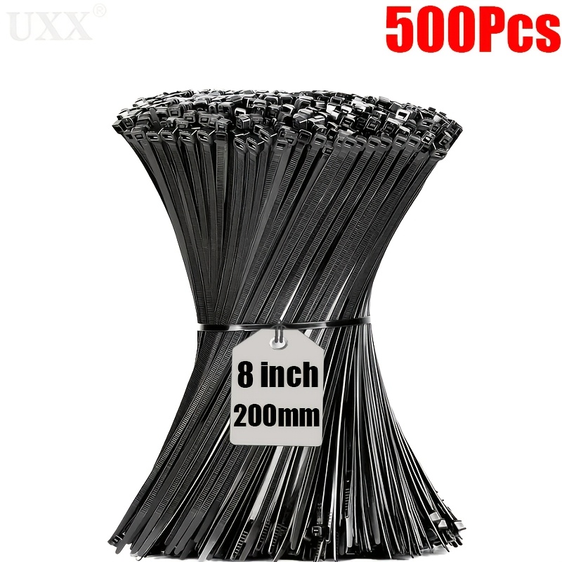 TEMU 500 de nylon negras, tamaño de 8 pulgadas, correas autoblocantes ajustables, de sujeción y agrupación, duraderas y resistentes, adecuadas para