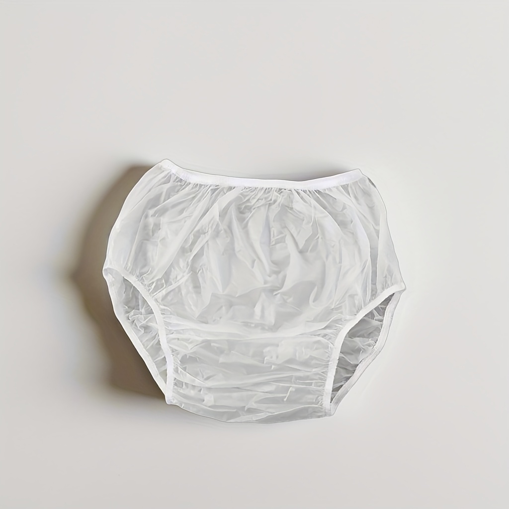 Image of 1pc Translucent High-waisted Plastic Leakproof Underwear Cloth Print Adult Diaper Underwear Set Pvc Shorts Adult Pants Diaper Cover Super Soft Reusable Elastic Belt Plastic Diaper Cover