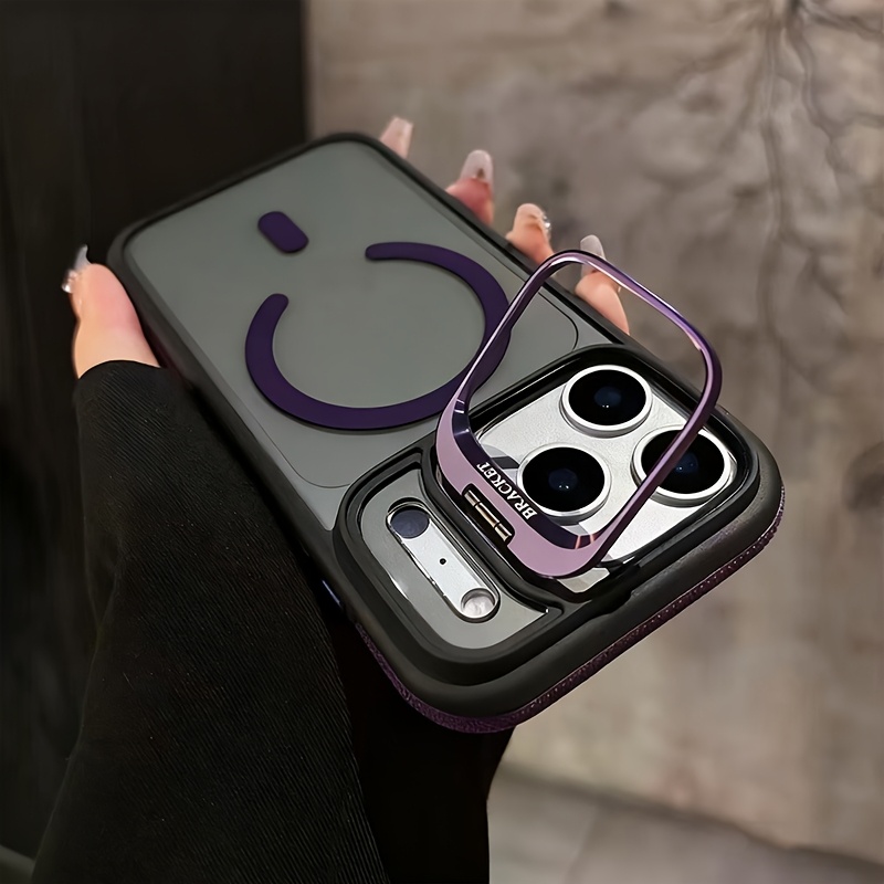 magnetic phone case with anti-slip edge strip stand suitable for iphone 17 16 15 14 13 12   pro max 17air 16e   wireless charging protective case, drop-proof protective case, shockproof phone case, fashion phone protective case, matte Product details 1