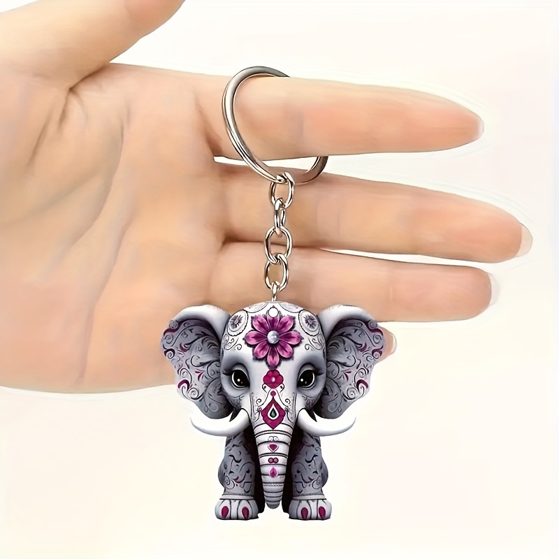 

Cute Acrylic Keychain With Elephant Design, Diy And Gift Idea For Men