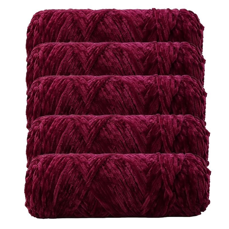 TEMU Lot de 5 fils de chenille de luxe (500g/17.64oz) - Fil de velours et de , adapté pour les couvertures et les bonnets au crochet | Loisirs
