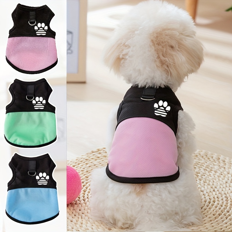 breathable mesh dog vest with paw print lightweight machine washable pet apparel for small to extra small breeds   spring summer fall Product details 0