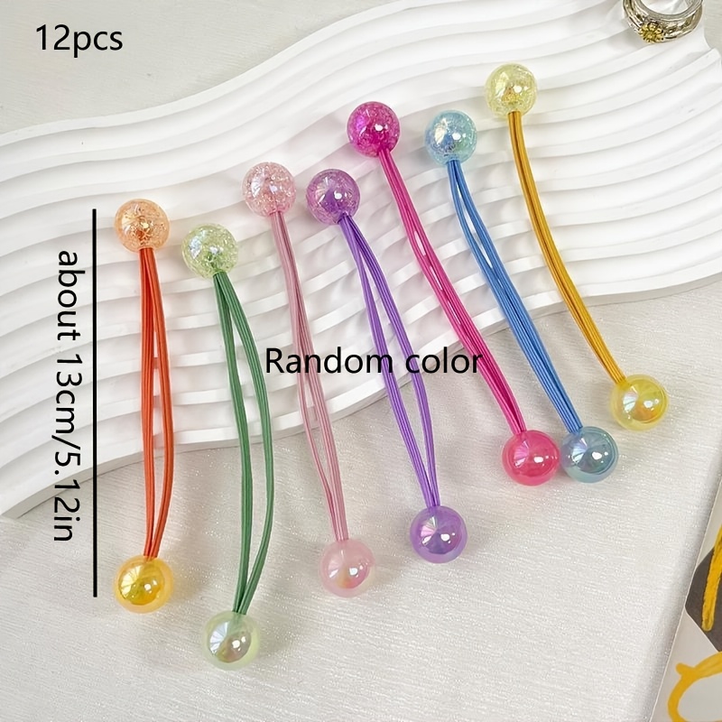 TEMU 12pcs -color Glass Ball Hair Tie, Bubble Braid Hair Rope, Fresh And Artistic Low Ponytail Hair Additions, Random Color Hair Ties Set Candy Color
