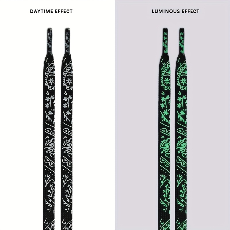 Image of 1 Pair Of 120cm New Luminous Shoelaces, Splash Ink Gradient Luminous Shoelaces, Suitable For Street Photography Trend Shoe Insoles
