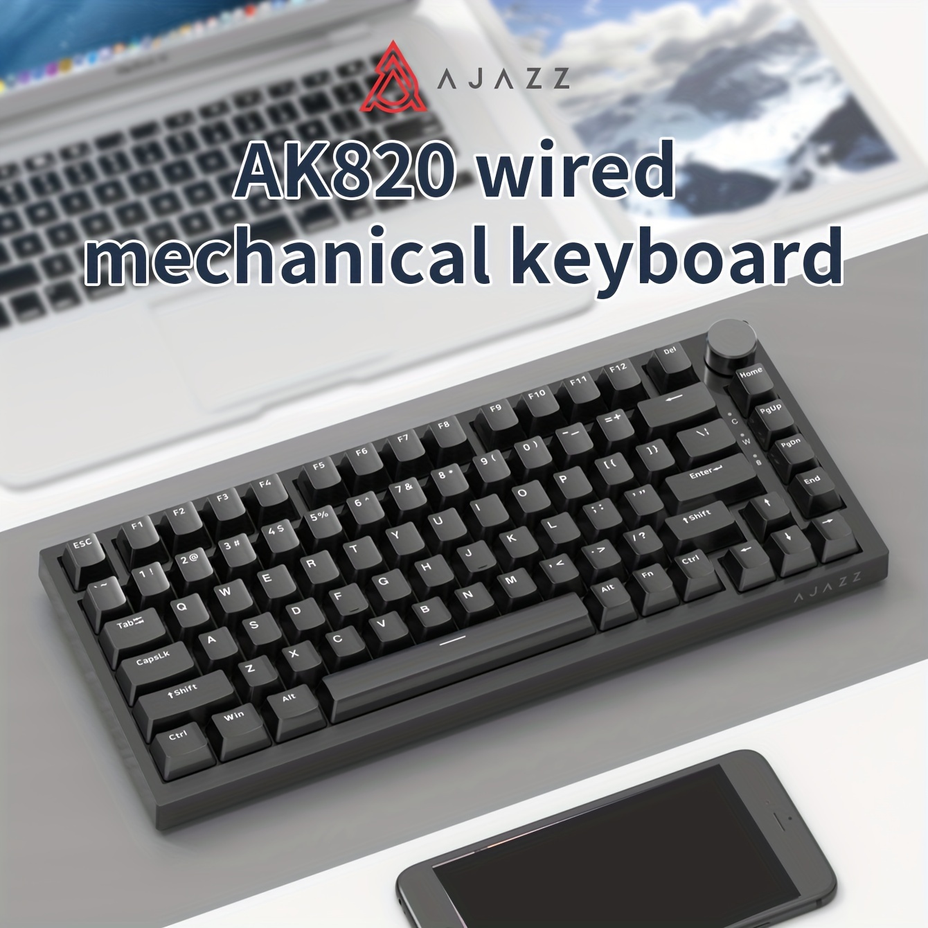 

Ak820 Wired Color With Keyboard Hot-swappable 75 Keys + Metal Knob Suitable For Office Red Shaft, -type Shafts