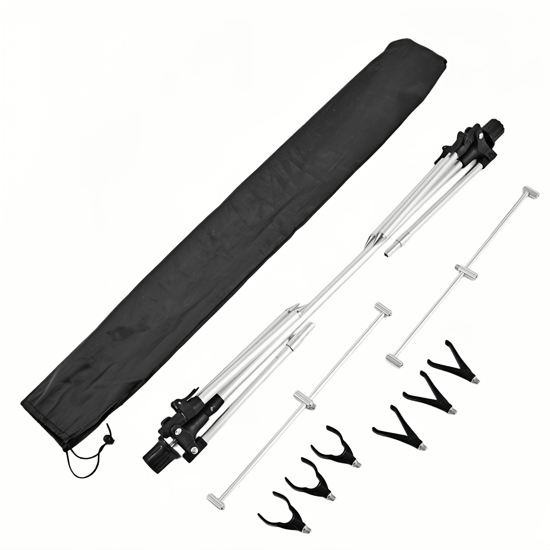TEMU Aluminum Alloy Telescopic Fishing Rod Holder, Adjustable Heavy Duty Surf Casting Stand With Foldable Legs, Sturdy Tripod Rack Beach Bank Fishing